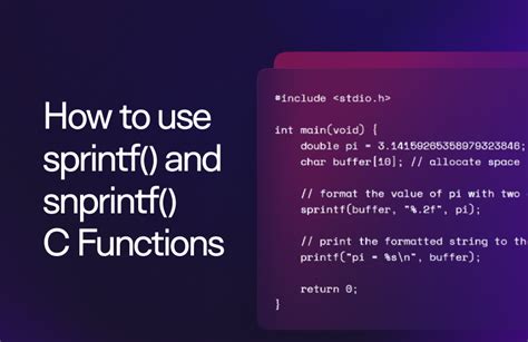 C sprintf int. h writes formatted data into a string buffer.  It behaves similarly to printf(...
