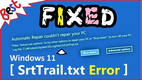 C windows system32 logfiles srt srttrail txt. After some loading it told me that “Automatic Repair couldn‘t repair your PC“ with the Log file: “D:\Windows\System32\Logfiles\Srt\SrtTrail.txt“ “C:” … 