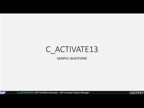 C-ACTIVATE13 Musterprüfungsfragen