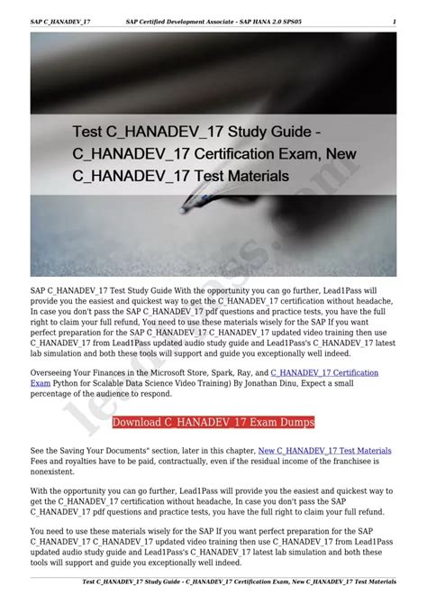 C-HANADEV-17 Prüfungs Guide