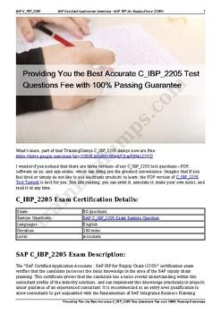 C-IBP-2205 Tests