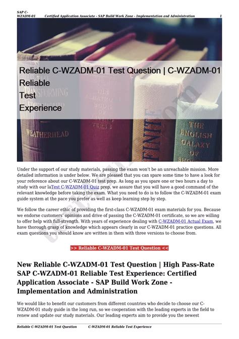 C-WZADM-01 Reliable Exam Book