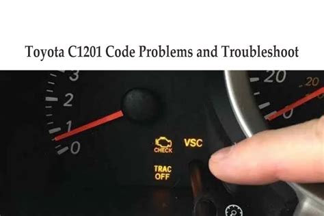 El código de diagnóstico de problemas (DTC) C1201 de Toyota se refiere a un mal funcionamiento en el sistema de control del motor. Este código se activa cuando se detecta un fallo en el sistema de control del motor a través de la red de área de control (CAN). Cuando se activa el DTC C1201, las funciones de Control de Estabilidad del ...