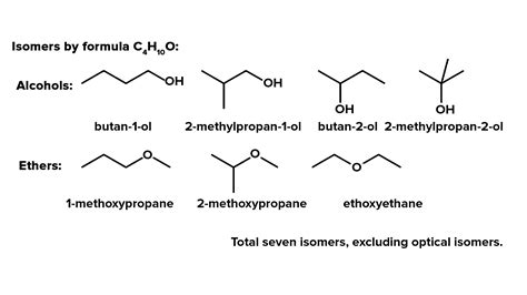C4h10o constitutional isomers. The molecular formula C4H10O may refer to: Butanols 1-Butanol ( n -Butanol) 2-Butanol ( sec -Butanol) Isobutanol (2-methylpropan-1-ol) tert -Butyl alcohol ( tert -Butanol, 2-methylpropanol) Ethers: Diethyl ether (ethoxyethane) Methyl propyl ether ( methoxypropane, 1-methoxypropane) Methyl isopropyl ether or isopropyl methyl ether (2-methoxypropane) 