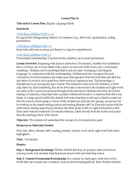 C561 Lesson plans Appendices StuDocu