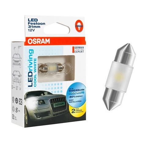 OSRAM C5W LED 12V 0,5W SV8.5-8 31mm LEDriving Cool White Interior Light  6000K 6431CW-01B Single