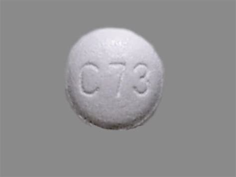 C73 white pill. Enter the imprint code that appears on the pill. Example: L484 Select the the pill color (optional). Select the shape (optional). Alternatively, search by drug name or NDC code using the fields above.; Tip: Search for the imprint first, then refine by color and/or shape if you have too many results. 