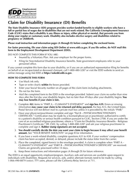 CA DE 2501 2019 Form Printable Blank PDF Online
