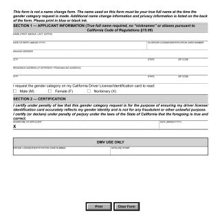 CA DMV Form DL 329S. Gender Designation Request Form Forms Docs 2023