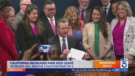 CA workers will get 5 sick days instead of 3 under law signed by Gov. Newsom