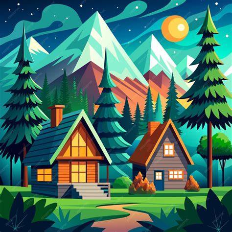 Cabins Forest Stock Vector Illustration and Royalty Free Cabins Forest ... - raincitystudios.com