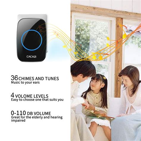 CACAZI H10 1 For 2 Home Wireless Music Doorbell without …