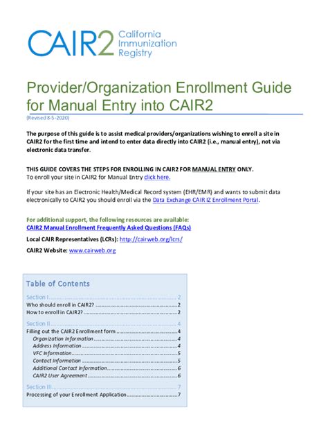 CAIR Provider Enrollment Form - California