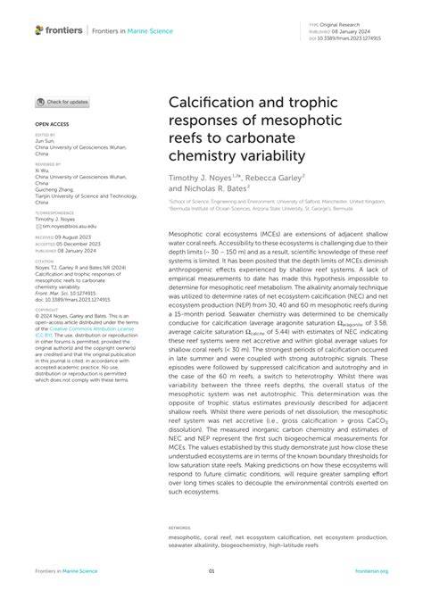 Calcification and trophic responses of Mesophotic reefs to carbonate ... - raincitystudios.com