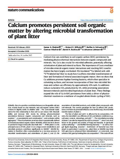 Calcium promotes persistent soil organic matter by altering microbial ... - raincitystudios.com