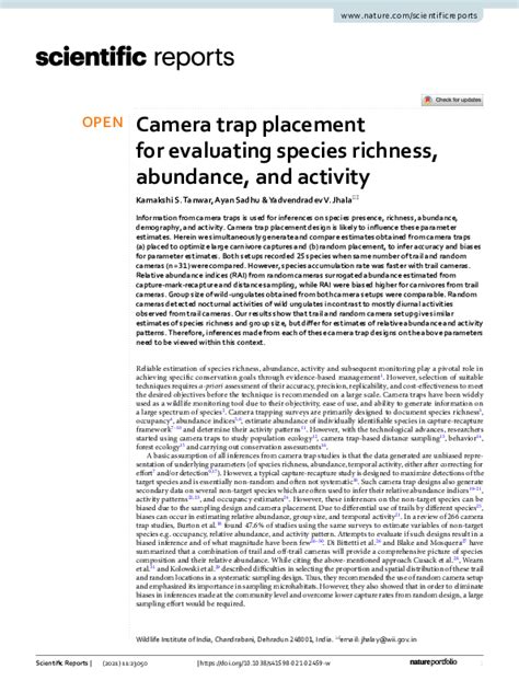 Camera trap placement for evaluating species richness ... - Nature - muktibox.com