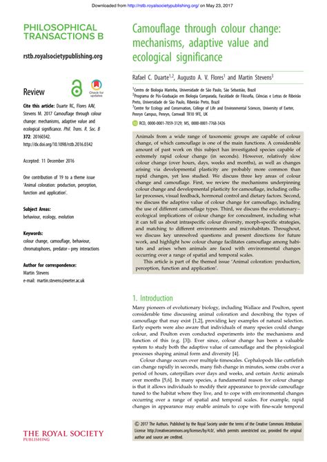 Camouflage through colour change: mechanisms, adaptive value and ... - muktibox.com