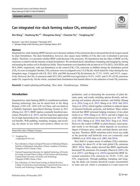 Can integrated rice–duck farming reduce CH - Springer - raincitystudios.com