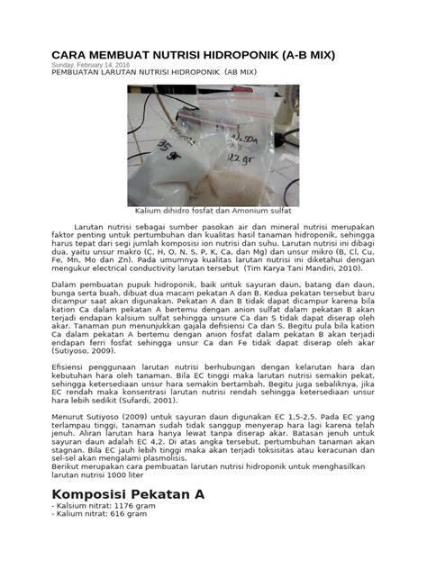 Cara Membuat Larutan Nutrisi AB Mix | PDF - Scribd - raincitystudios.com
