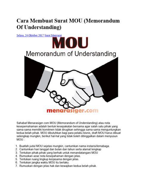 Cara Membuat MoU atau Memorandum Of … - raincitystudios.com