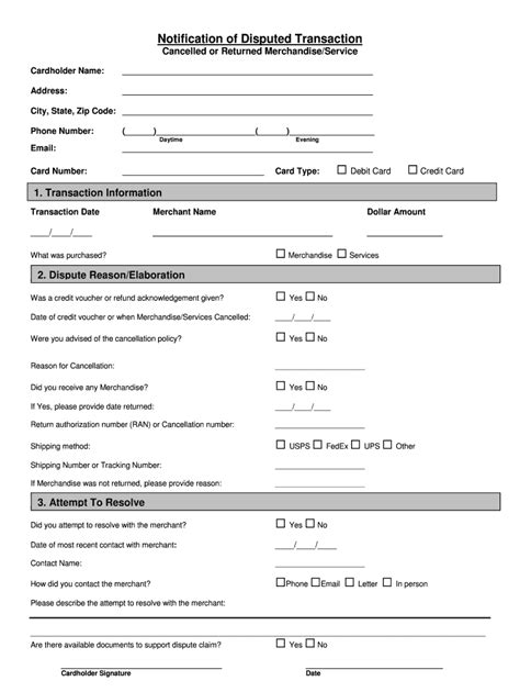 CARDHOLDER DISPUTE FORM Please be advised that