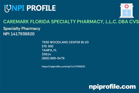 CAREMARK, L.L.C., NPI 1417938820 - Pharmacy in Tampa, FL