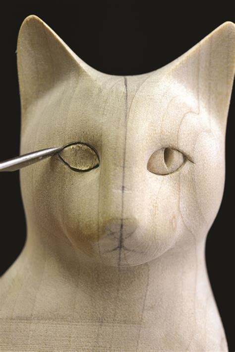 Cat Wood Carving - All American Woodworks - muktibox.com