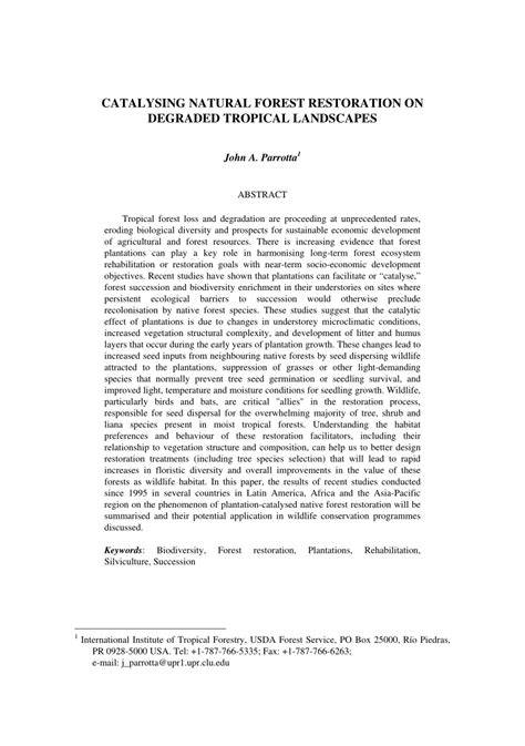 Catalysing natural forest restoration on degraded … - raincitystudios.com