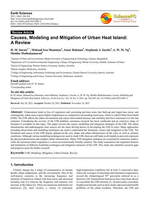 Causes, Modeling and Mitigation of Urban Heat Island: A Review - raincitystudios.com