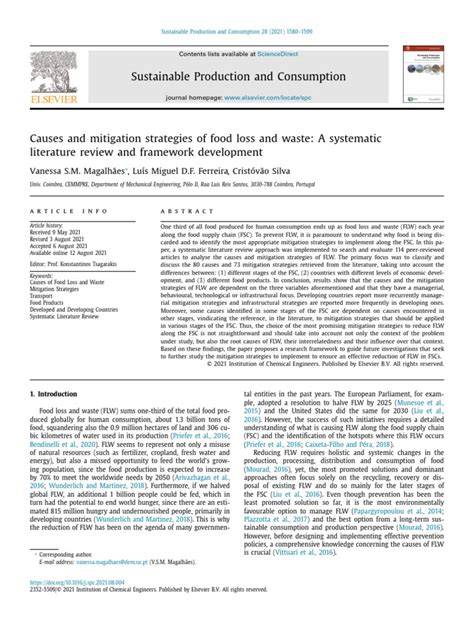 Causes and mitigation strategies of food loss and waste: A systematic ... - raincitystudios.com