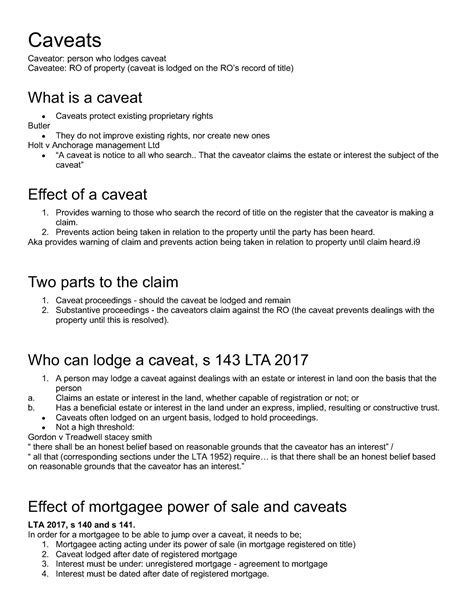 CAV-04 Caveats - document preparation and lodgement