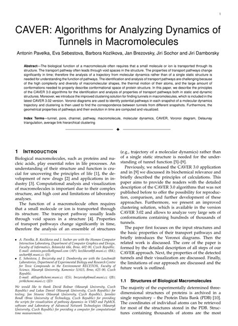 CAVER: Algorithms for Analyzing Dynamics of Tunnels in