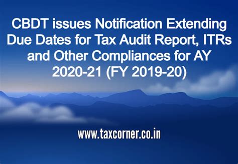 CBDT issues Notification Extending Due Dates for Tax ... - Income Tax …