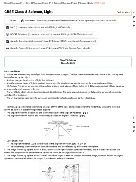 CBSE 8, Science, CBSE- Light, Sample Questions