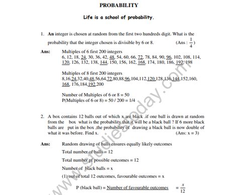 CBSE Class 10 HOTS Questions on Probability - Ribblu.com