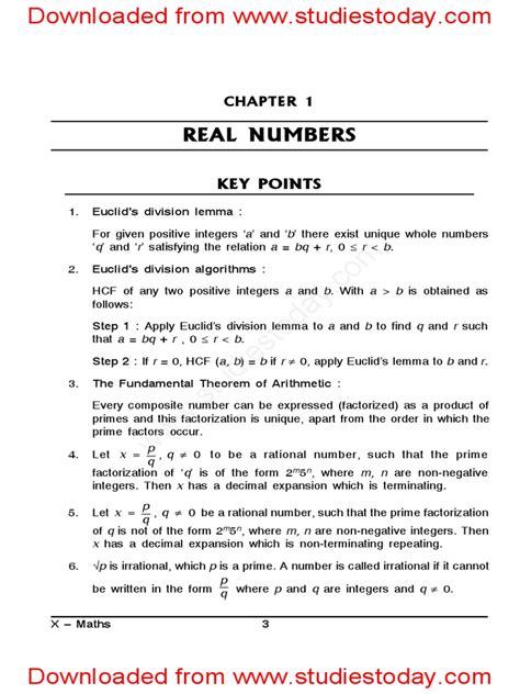 CBSE Class 10 Real Numbers Worksheet PDF Numbers Mathematical