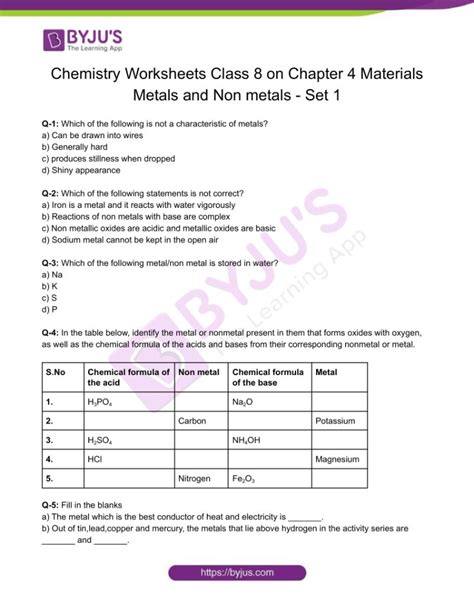 CBSE Class 8 Science Materials: Metals and Non-Metals Quiz 1