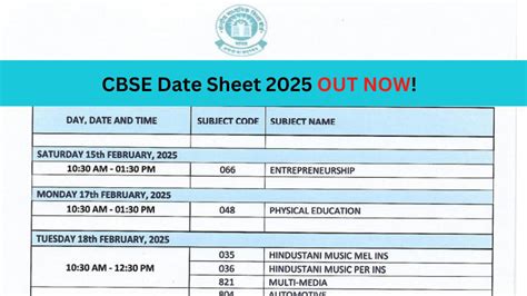CBSE Date Sheet 2023 10th amp 12th Time Table PDF Download Link