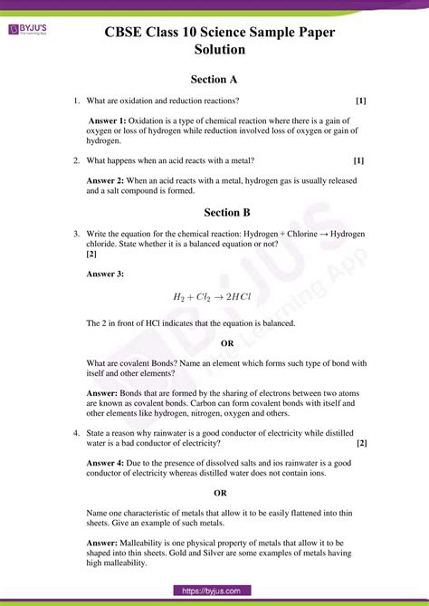 CBSE sample paper Class 10 Term 2 for Science with solutions: Can …