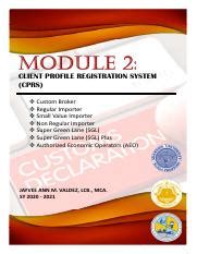 CC Module 2.pdf - CLIENT PROFILE REGISTRATION SYSTEM (CPRS) \ Custom ...