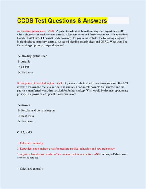 CCDS Test Questions & Answers 100 Questions with 100 Correct Answers