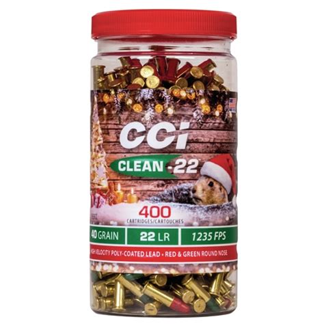 CCI Clean 22 LR Ammo 40 Gr HV Polyer Green & Red Rounds Christmas ...