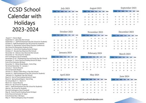 CCSD 2024-2024 Academic Calendar