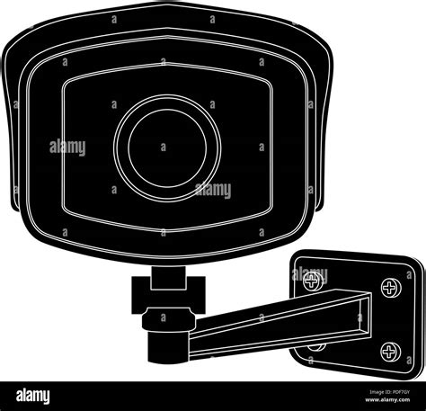 CCTV security camera. Front view. Outline drawing Stock Vector Image