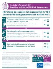 CDC HEALTHCARE PERSONNEL (HCP) TB SCREENING UPDATE