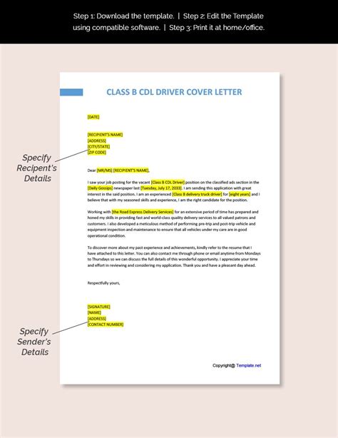 CDL Class B Driver Cover Letter Gotilo