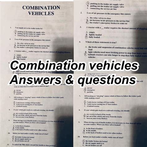 CDL Combination Portion Test Answers & Question PDF Etsy