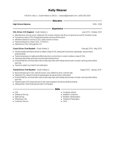 CDL Driver Resume Examples and Tips Zippia