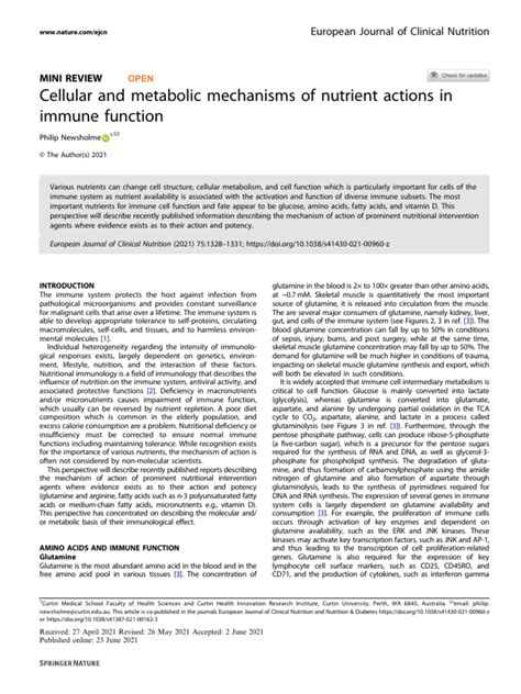 Cellular and metabolic mechanisms of nutrient actions in immune ... - muktibox.com