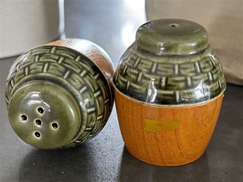 Ceramic and Wood Salt & Pepper Set - Replacements, Ltd. - muktibox.com